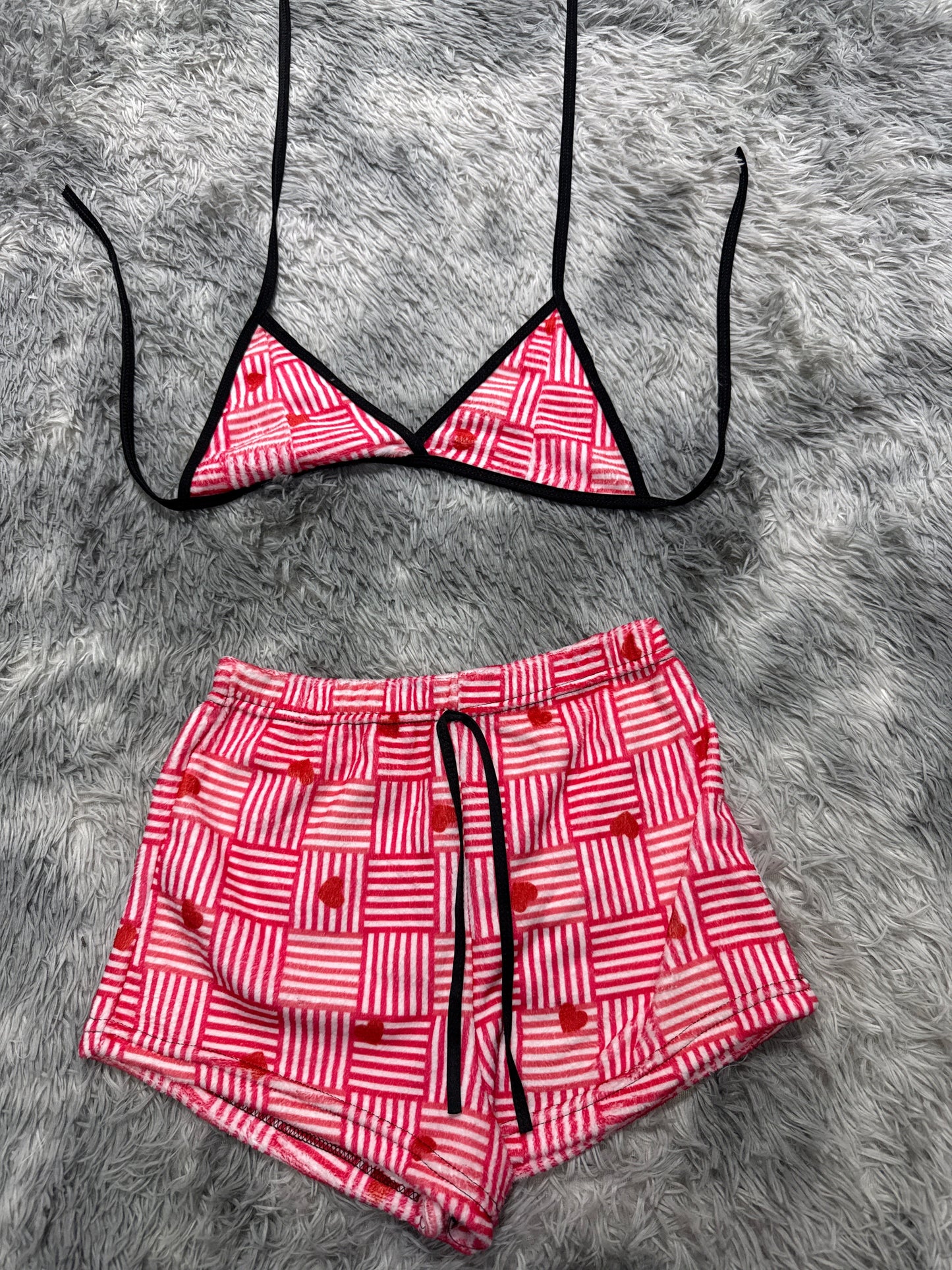 Heart With Stripes Red Matching Top & Short - Fundies
