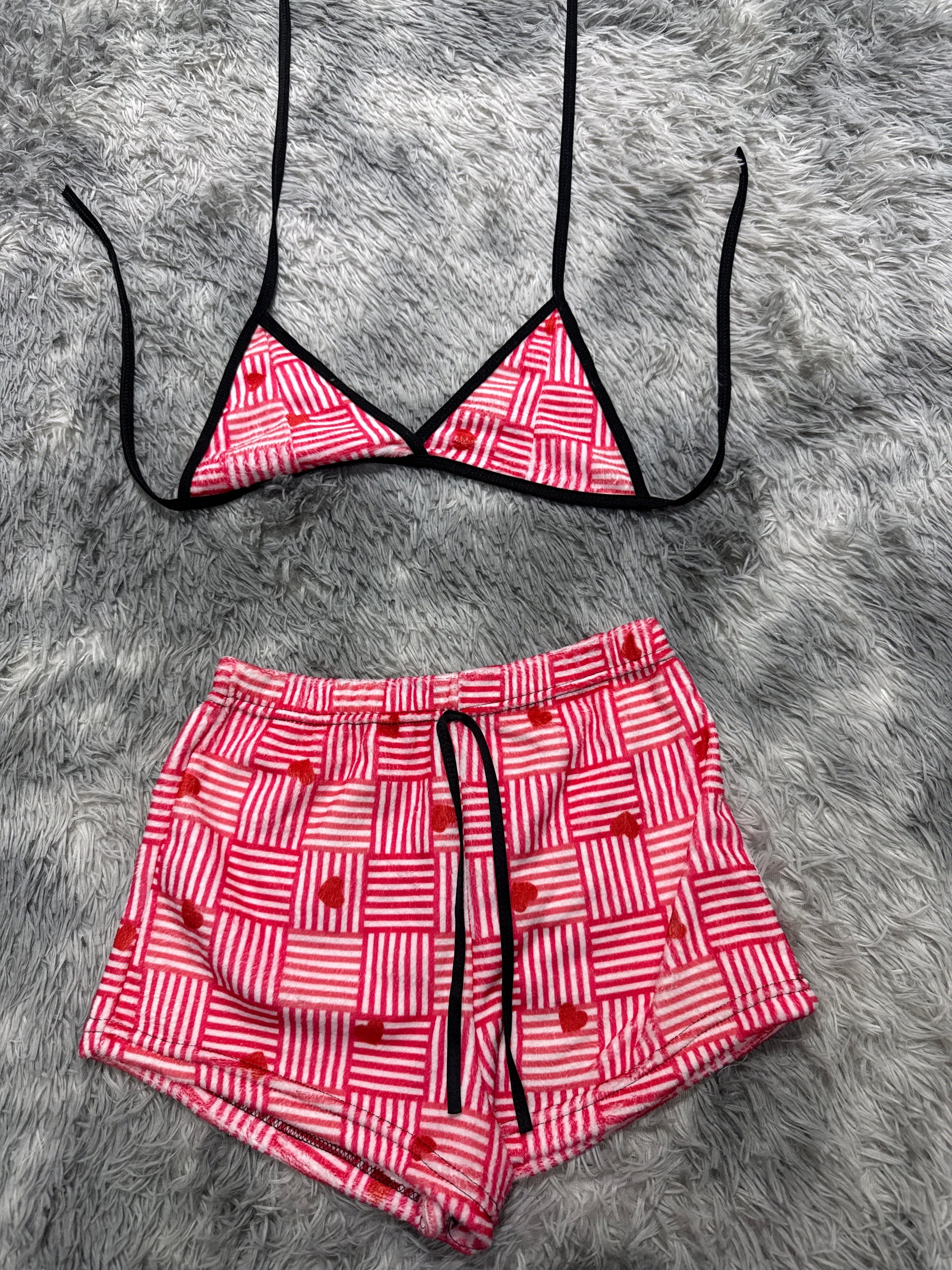 Heart With Stripes Red Matching Top & Short - Fundies