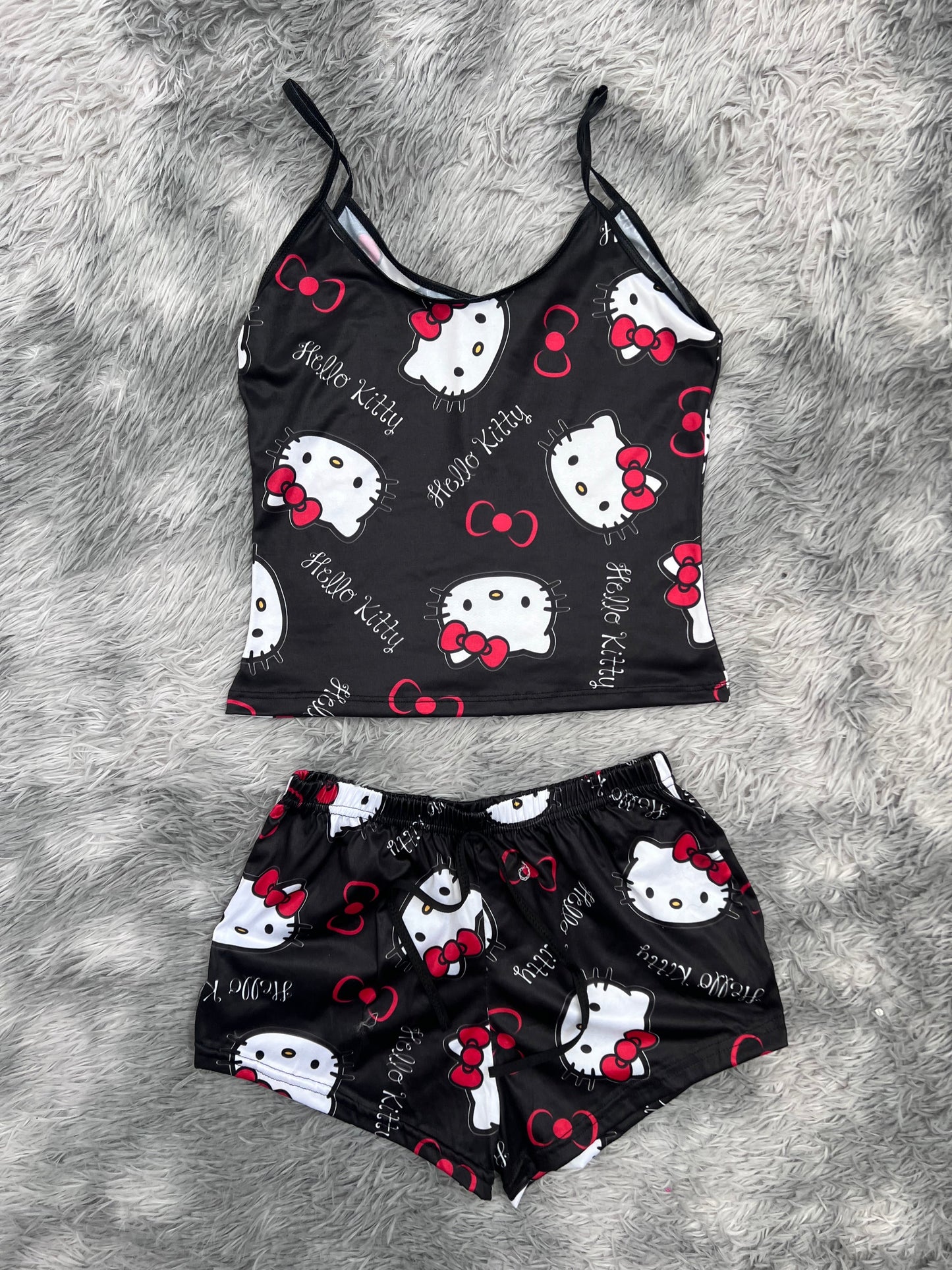 Hello Kitty Name Background Black Women's Pajama Set - Fundies
