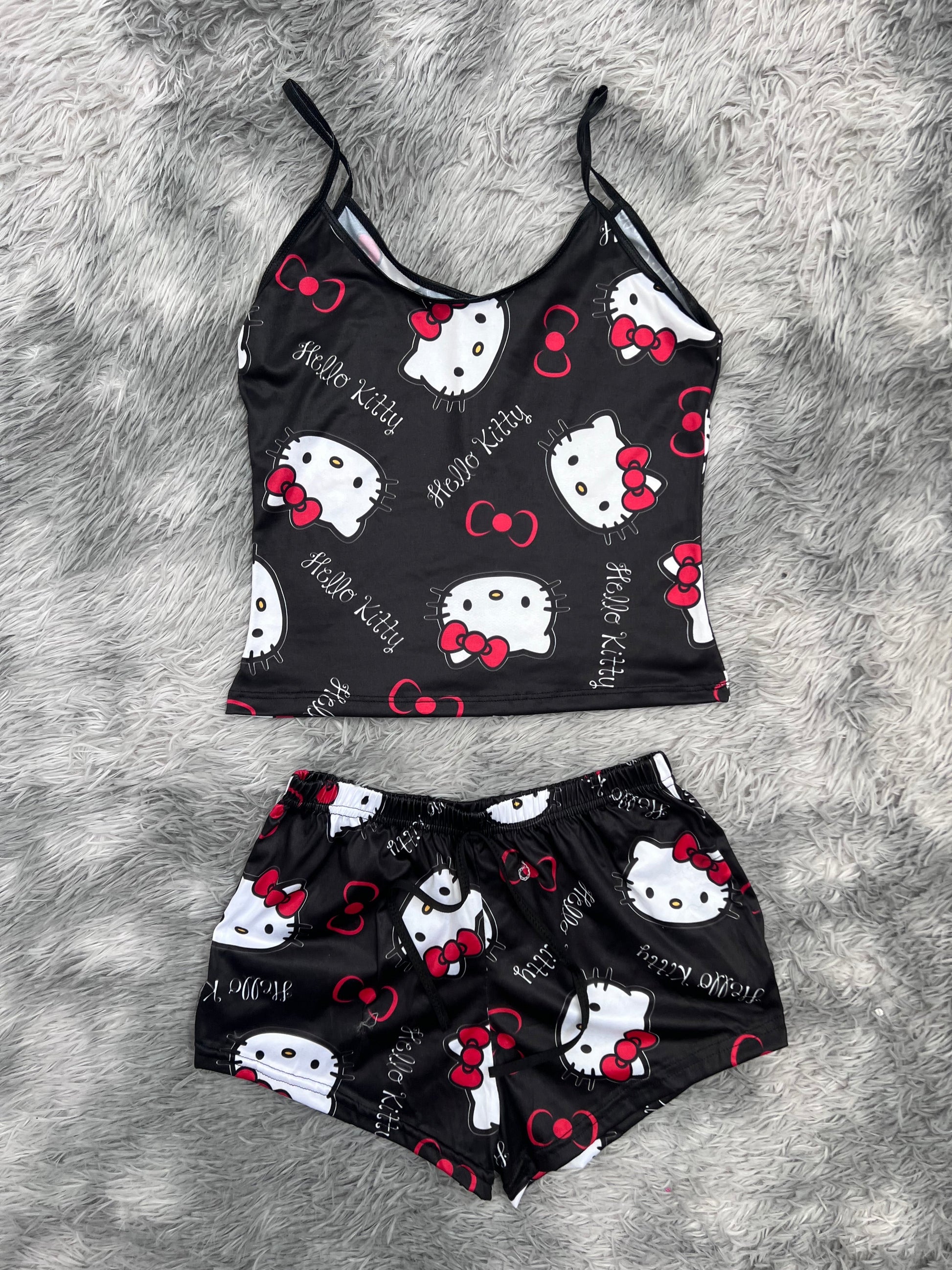 Hello Kitty Name Background Black Women's Pajama Set - Fundies