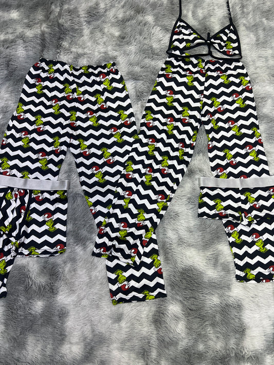 Grinch stripes christmas 5pcs pajama christmas