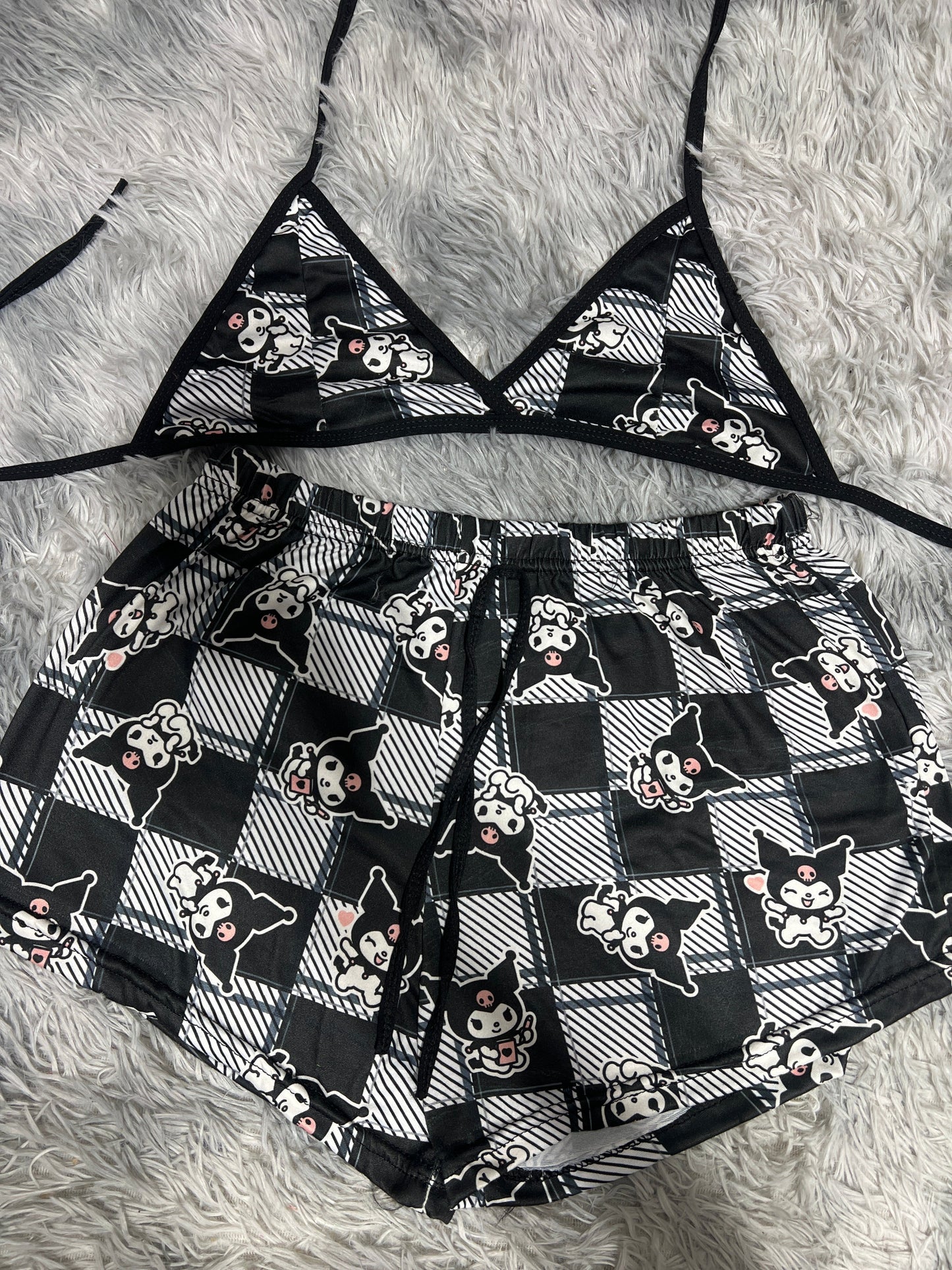 Kuromi Plaid Brush Matching Top & Short - Fundies