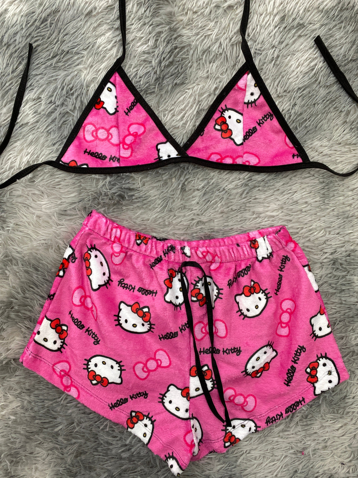 Kitty Faces Pink Background Matching Top & Short