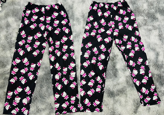 Hello Kitty Black Background plush pajama duo