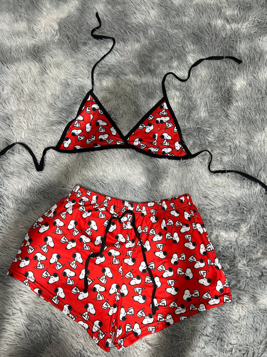 Snoopy Red Brush Matching Top & Short - Fundies