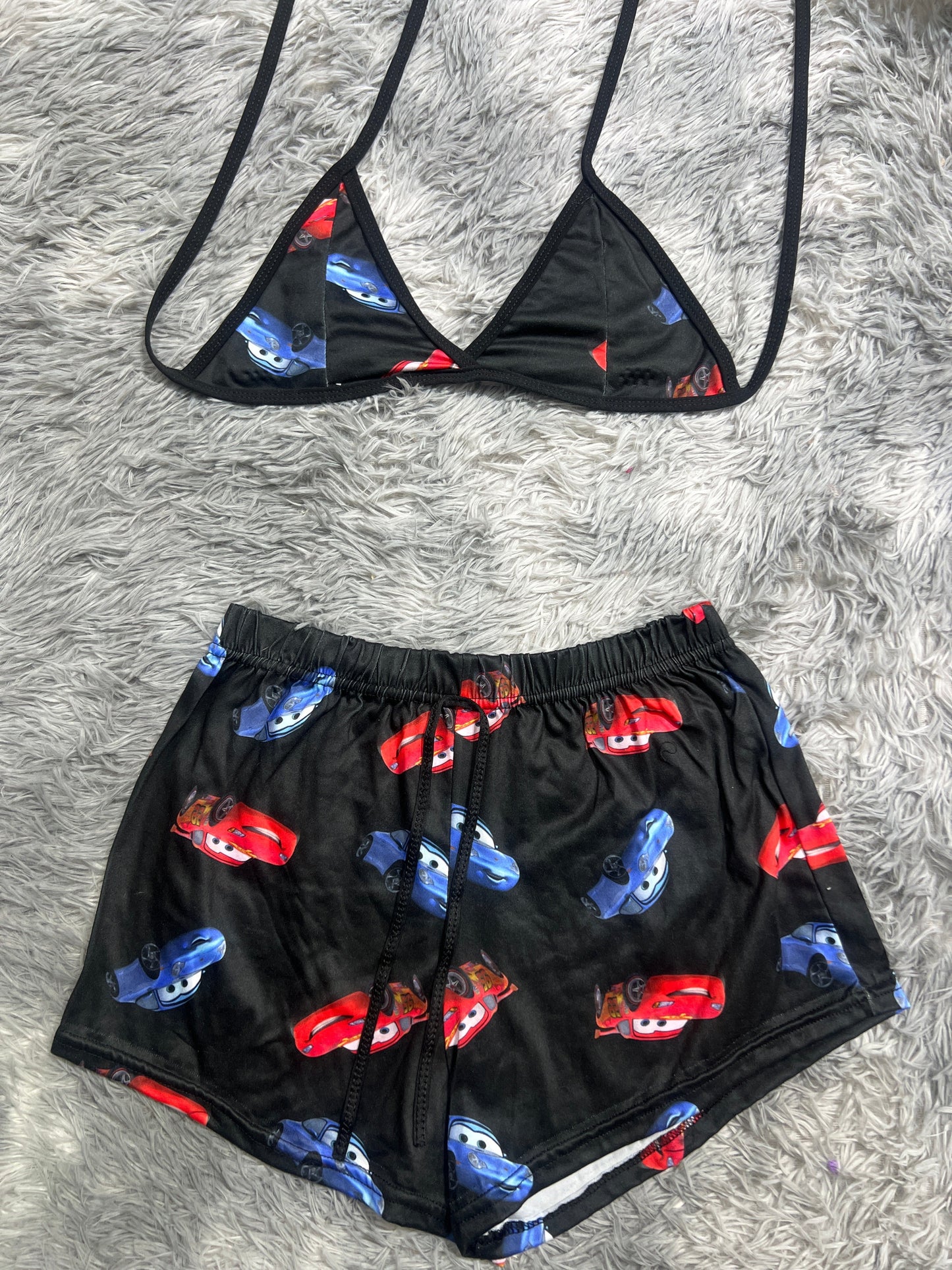 McQueen And Sally Background Black Brush Matching Top & Short - Fundies