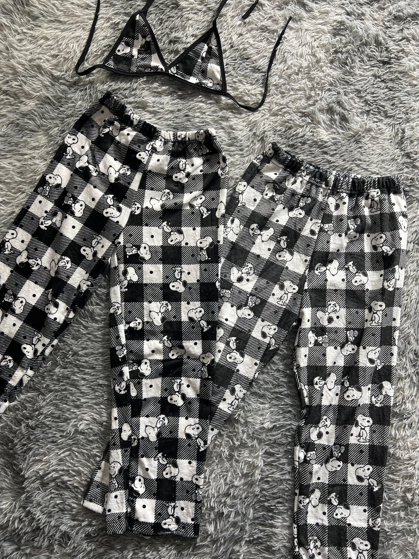 Snoopy Checkered And Little Dots Matching Plushie PJs - Fundies