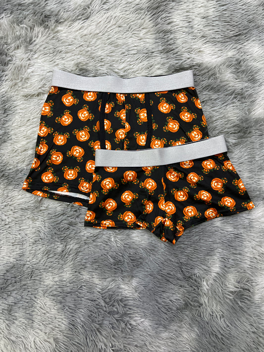 Mickey mouse pumpkin black background matching couples boxer underwear Halloween