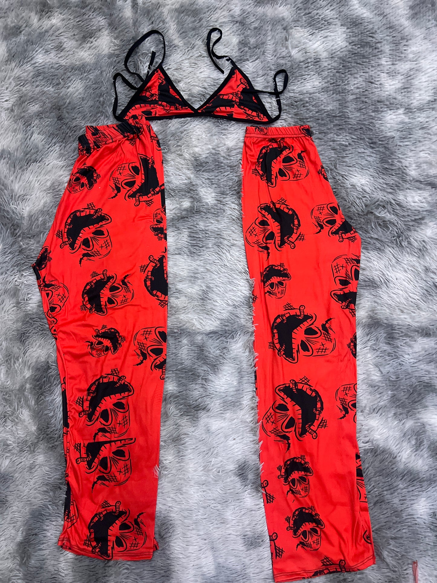 Oogie boogie red background Halloween Plush pajama duo