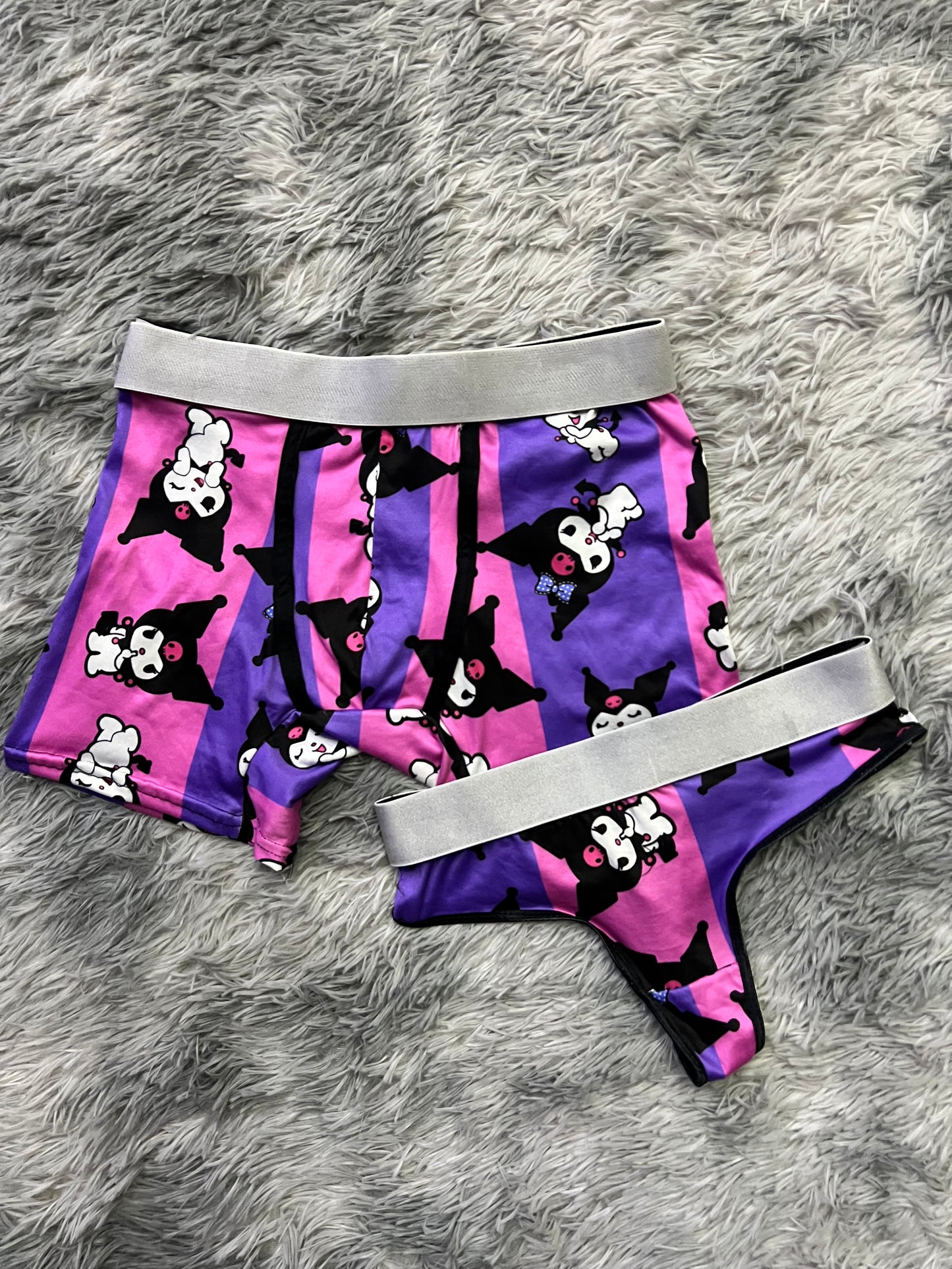 Kuromi purple/pink stripes matching underwear