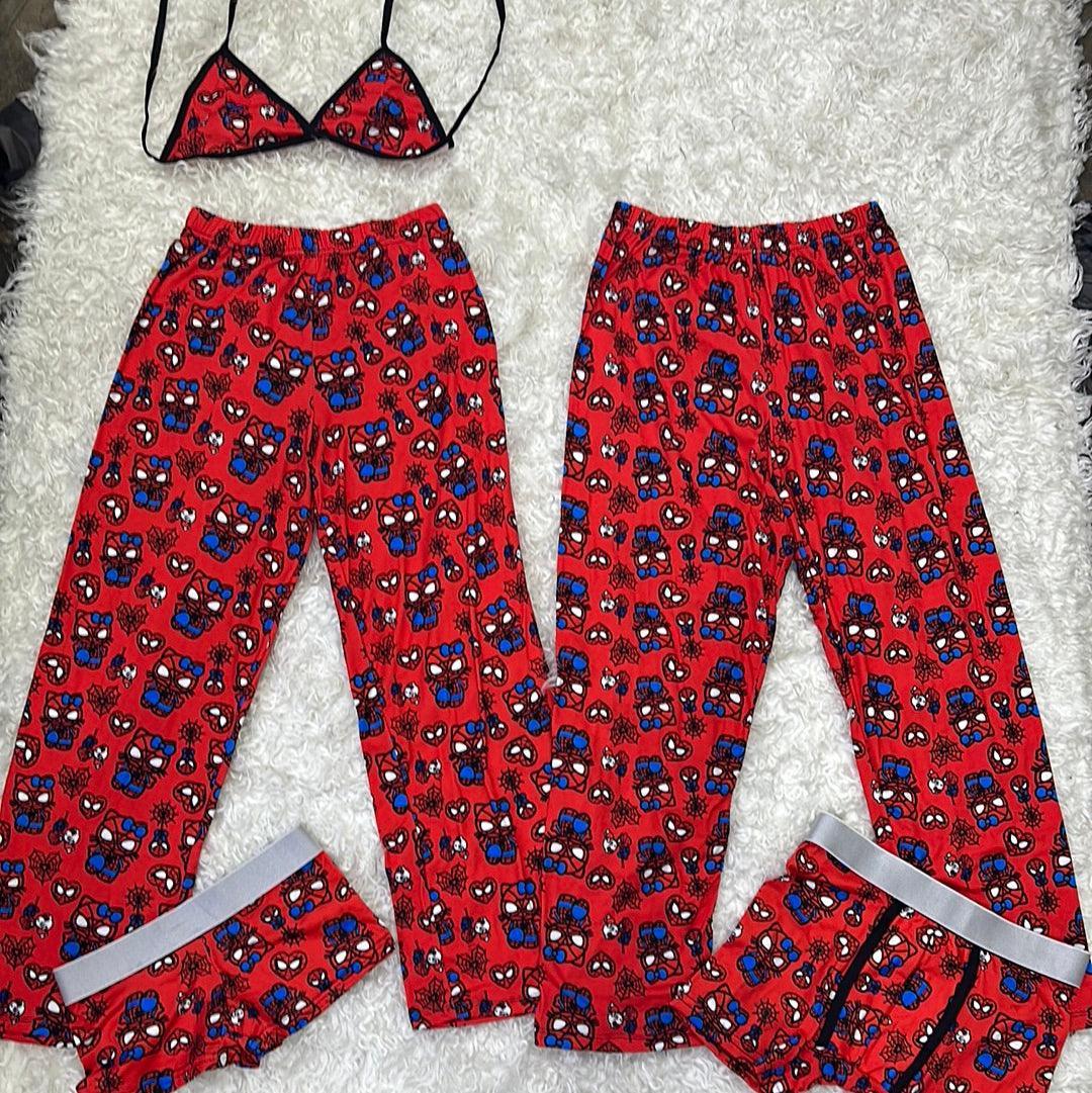 spider man and hello kitty red 5 pcs pajama duo - Fundies