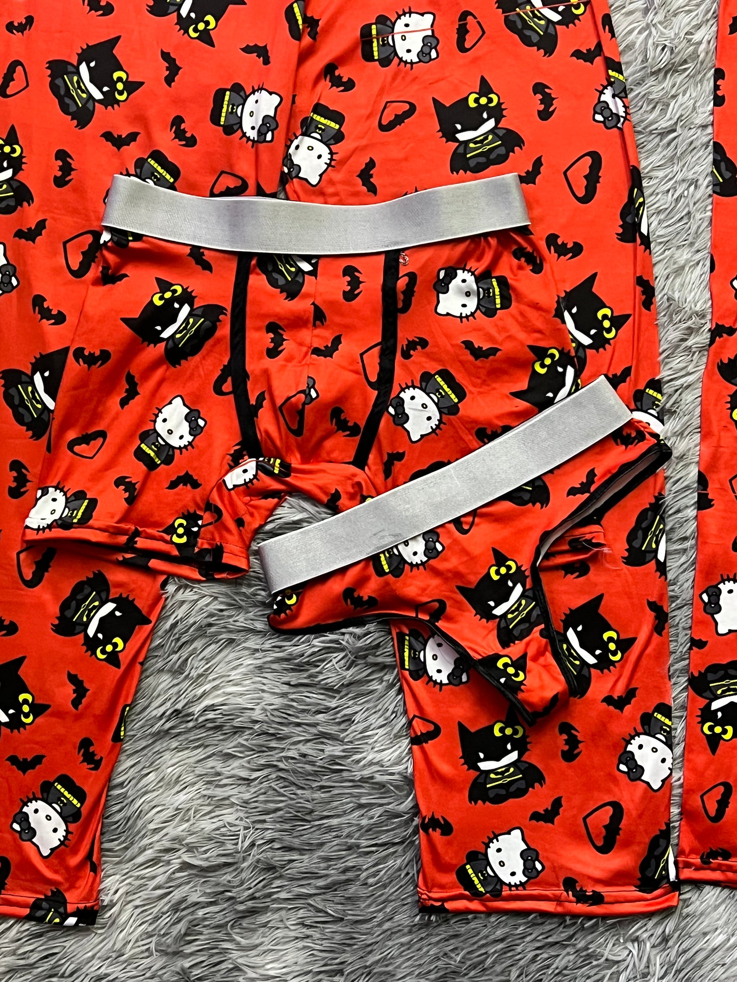 Hello Kitty dressed as Batman orange background boxer/thong 5 pcs pajama duo
