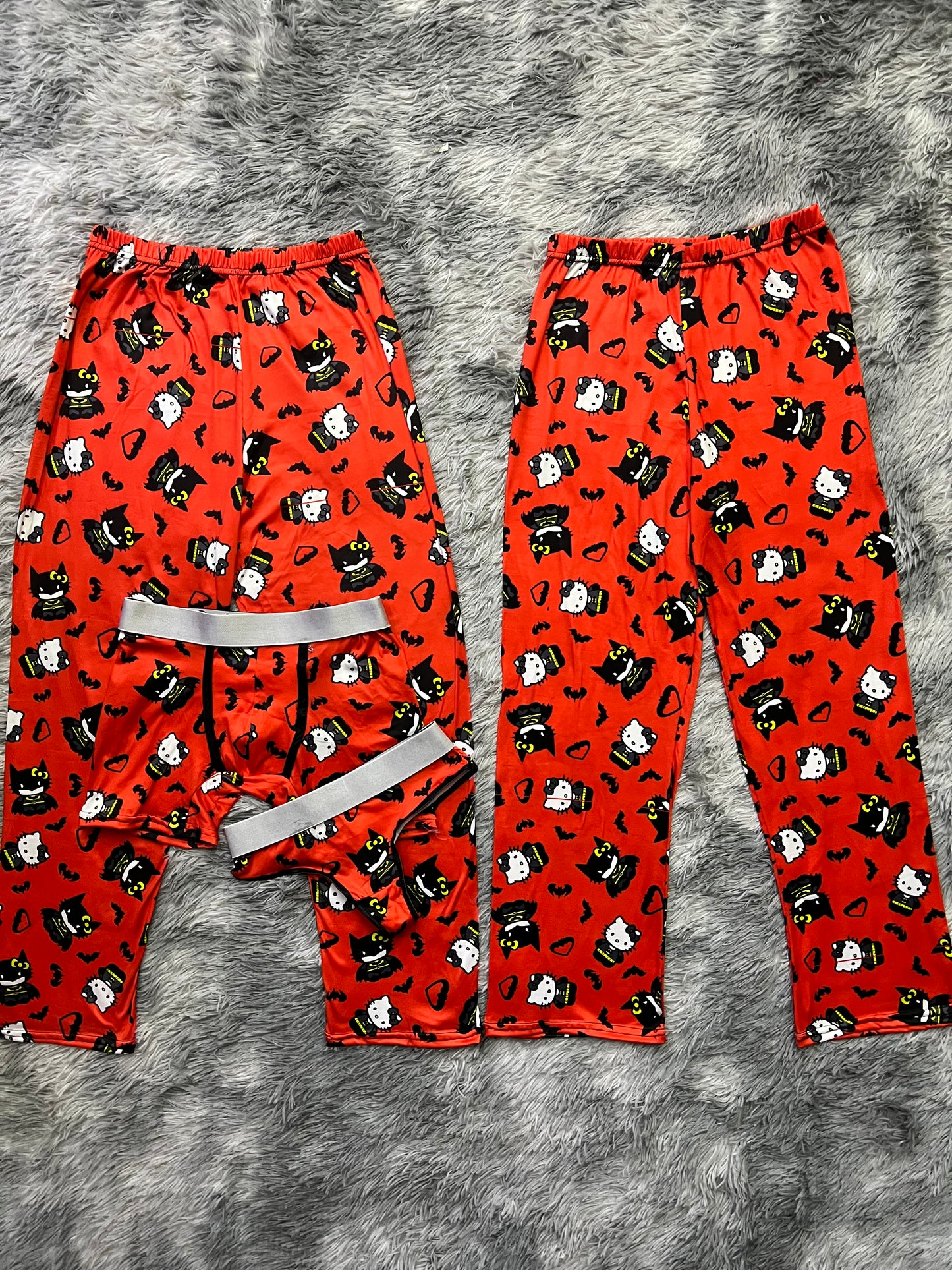 Hello Kitty dressed as Batman orange background boxer/thong 5 pcs pajama duo