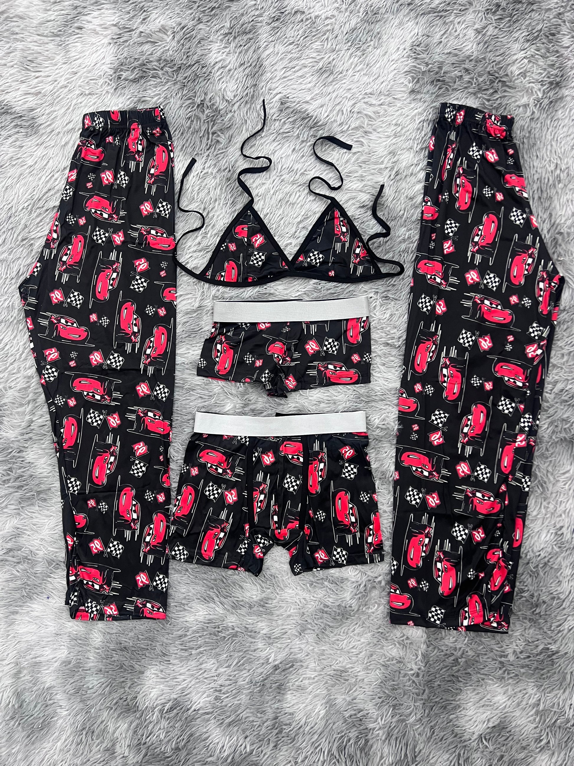 McQueen Race Background Black 5 Piece PJ - Fundies