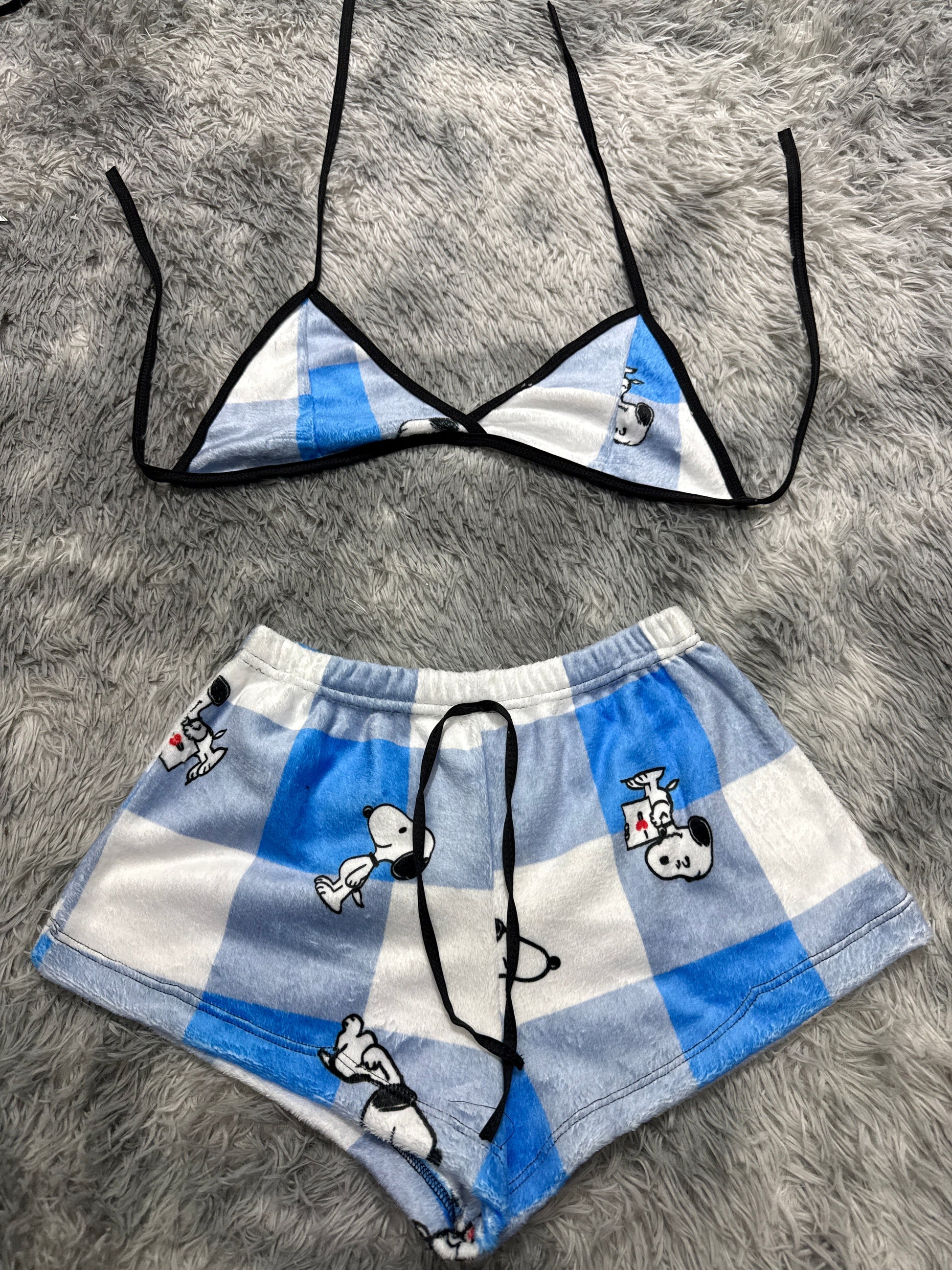 Snoopy Plaid Blue Matching Top & Short - Fundies