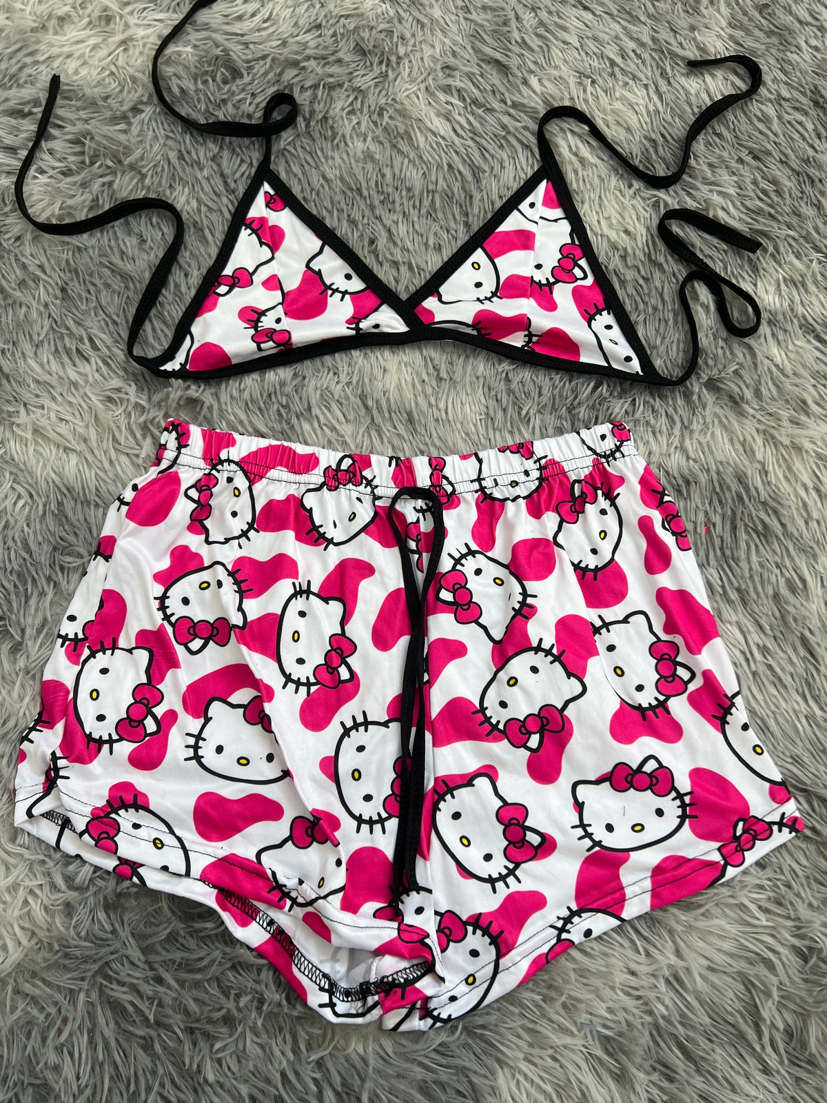 Kitty Cow Spots Pink Matching Top & Short