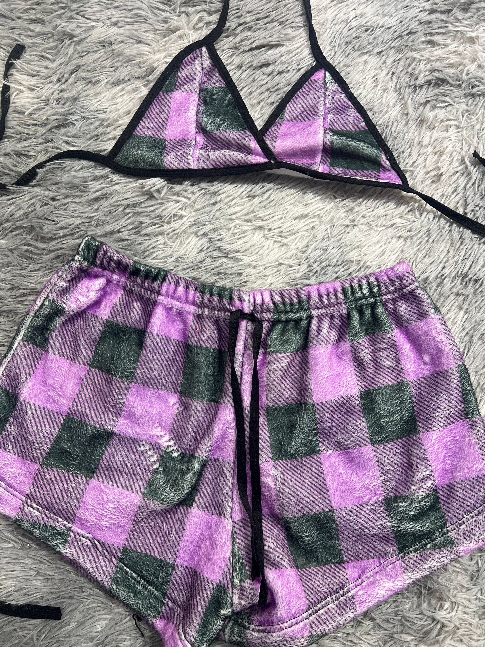Plaid Purple Matching Top & Short - Fundies