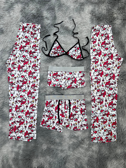 My Melody And Hello Kitty Abrazadas 5 Piece PJ - Fundies