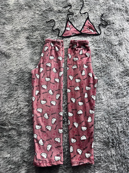 Hello Kitty Name Background Copper Matching Plushie PJs - Fundies