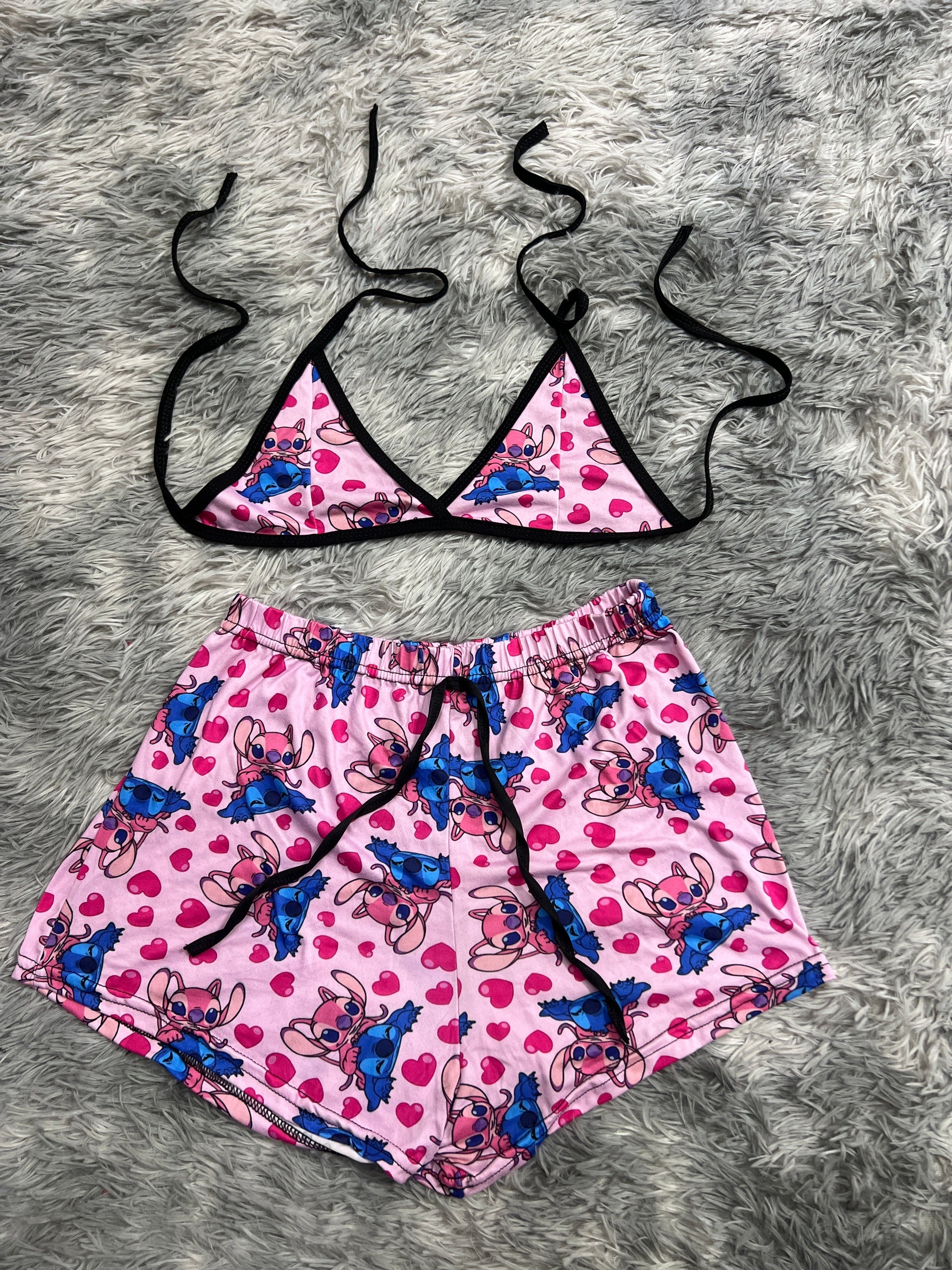 Stitch And Angel Brush Matching Top & Short - Fundies