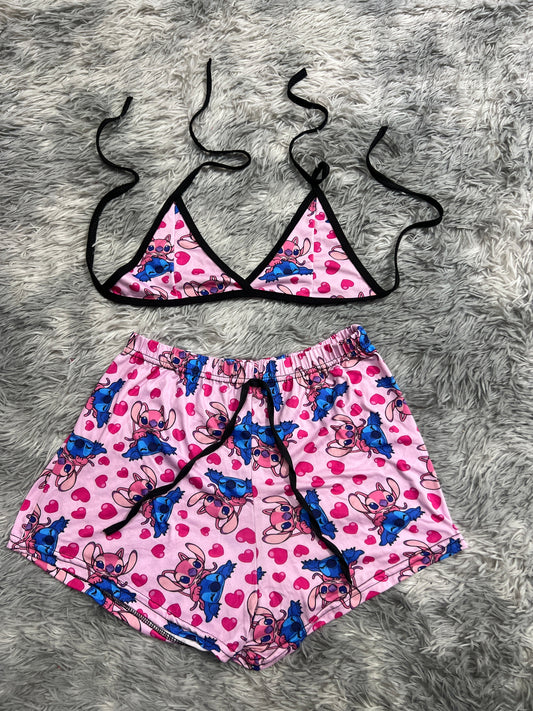Stitch And Angel Brush Matching Top & Short - Fundies