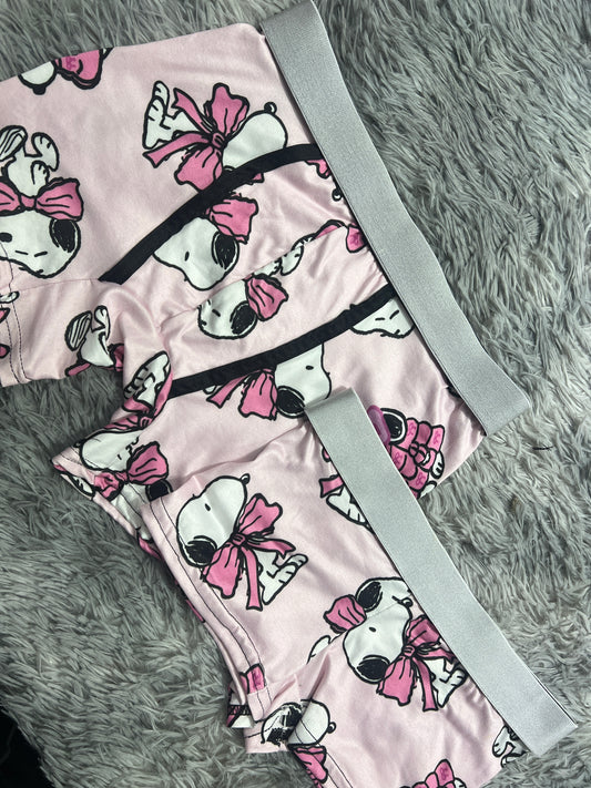 Snoopy pink Print Boxer Matching Set