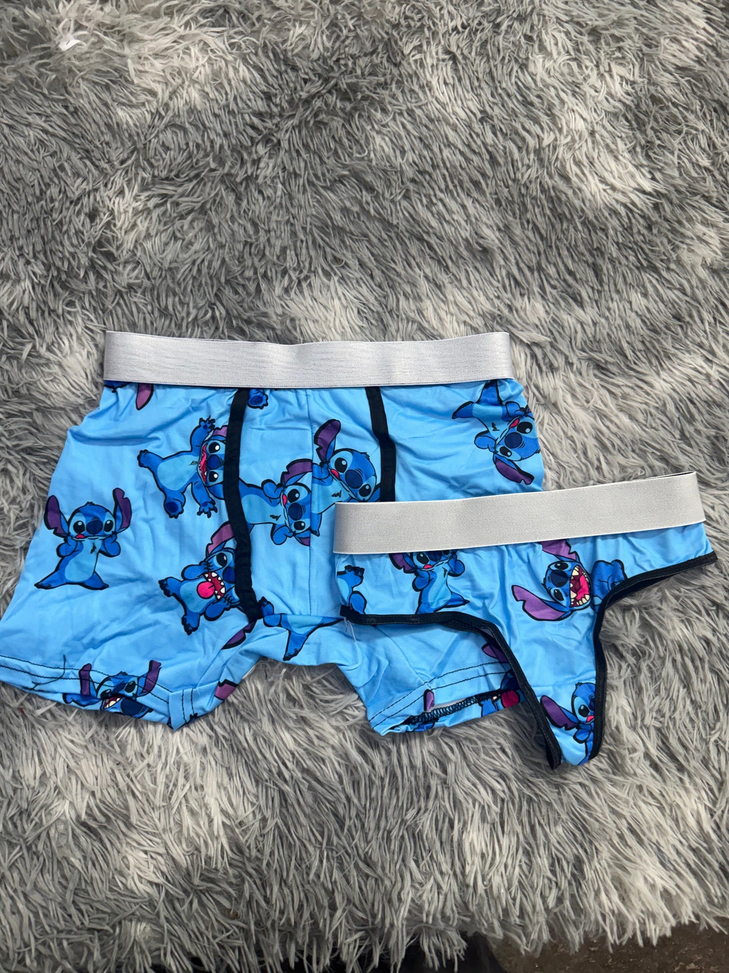 Stitch Blue Faces Matching Boxer & Thong Set