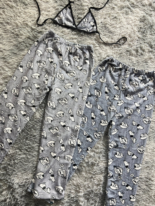 Snoopy Sleeping Gray Matching Plushie PJs - Fundies