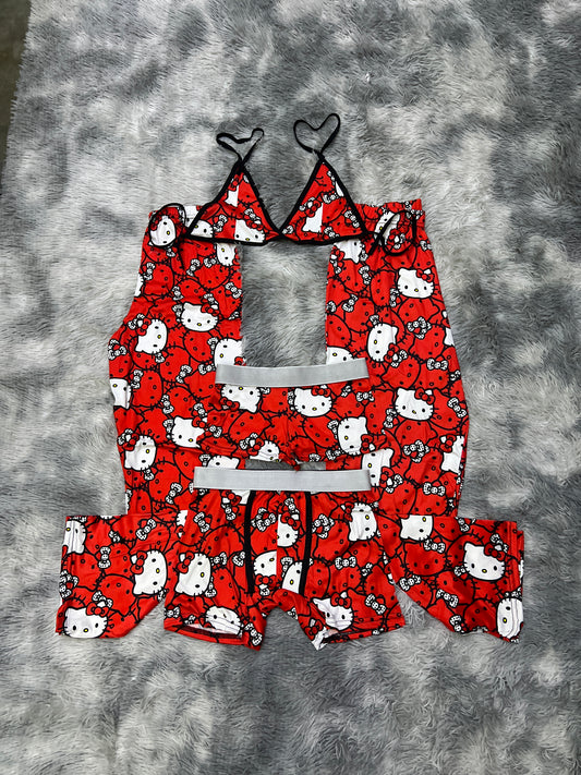 Hello kitty red white 5 pcs pajama duo