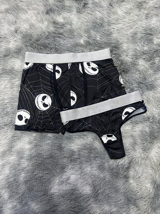 Jack cobwebs black background Halloween matching underwear LOL