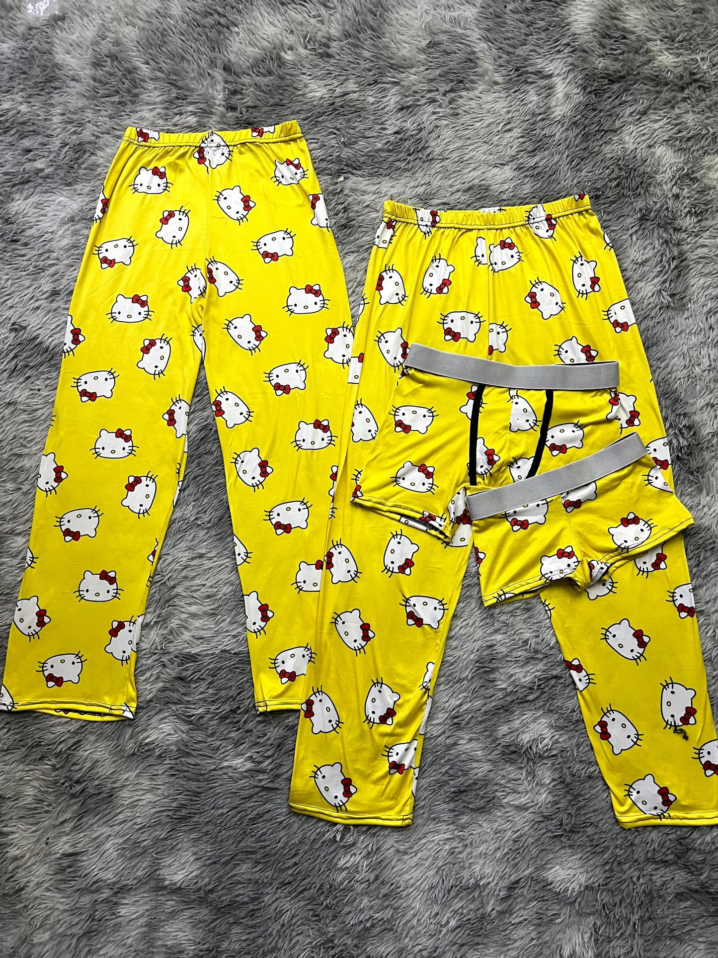 Kitty faces yellow background 5 pcs pajama duo