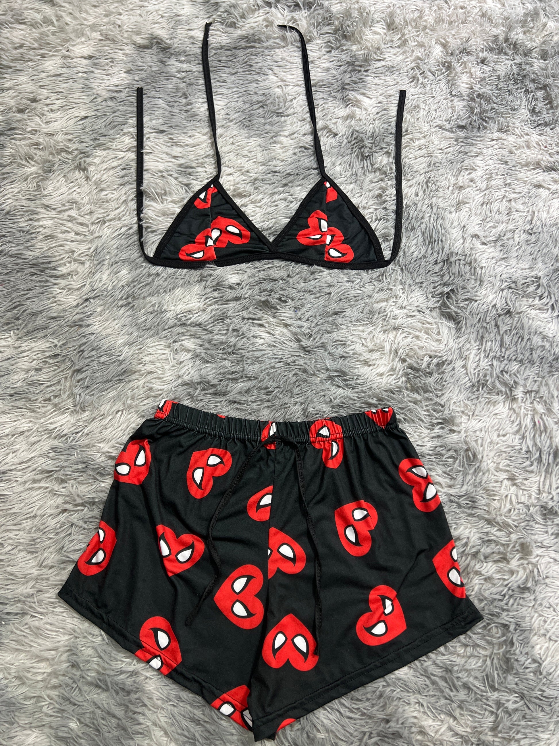 Spider-Man Ojos Heart Brush Matching Top & Short - Fundies