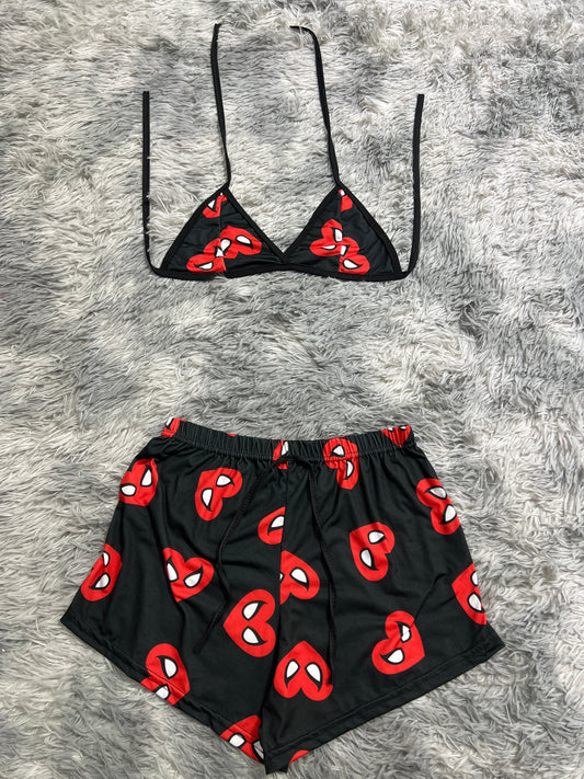 Spider-Man Ojos Heart Brush Matching Top & Short - Fundies