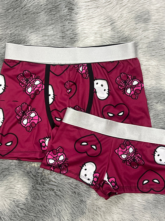 Spider kitty puchsia  couples boxer underwear XL