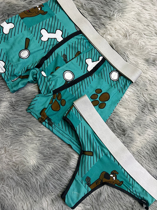 Scooby Doo Matching Couples Underwear Set For Him And Her Men Boxers Women Thong Same Size Print