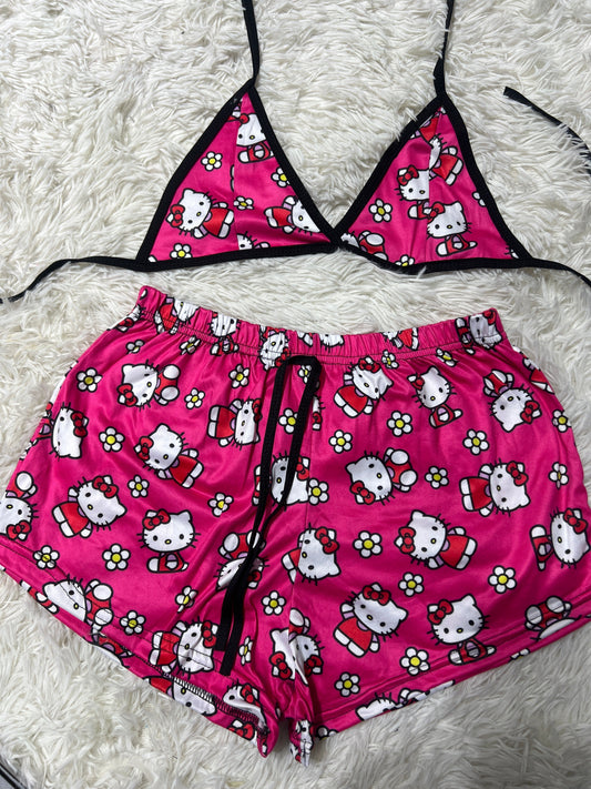 Hello Kitty Pink Brush Matching Top & Short - Fundies