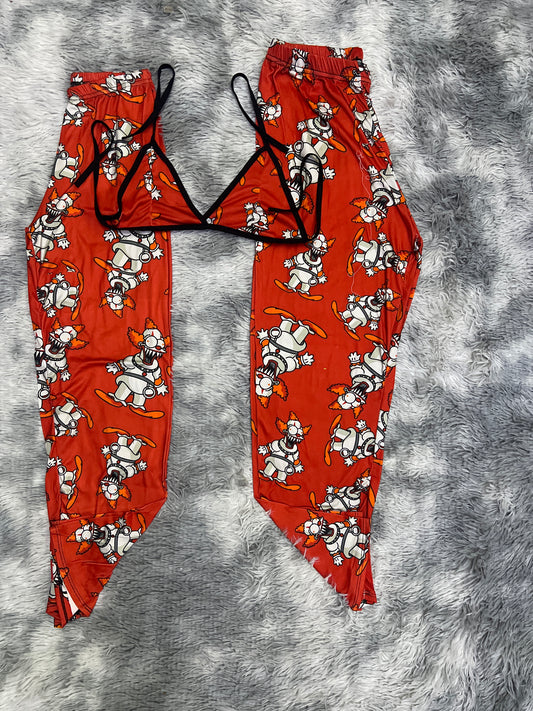 Clown Homer red background Halloween Halloween Plush pajama duo