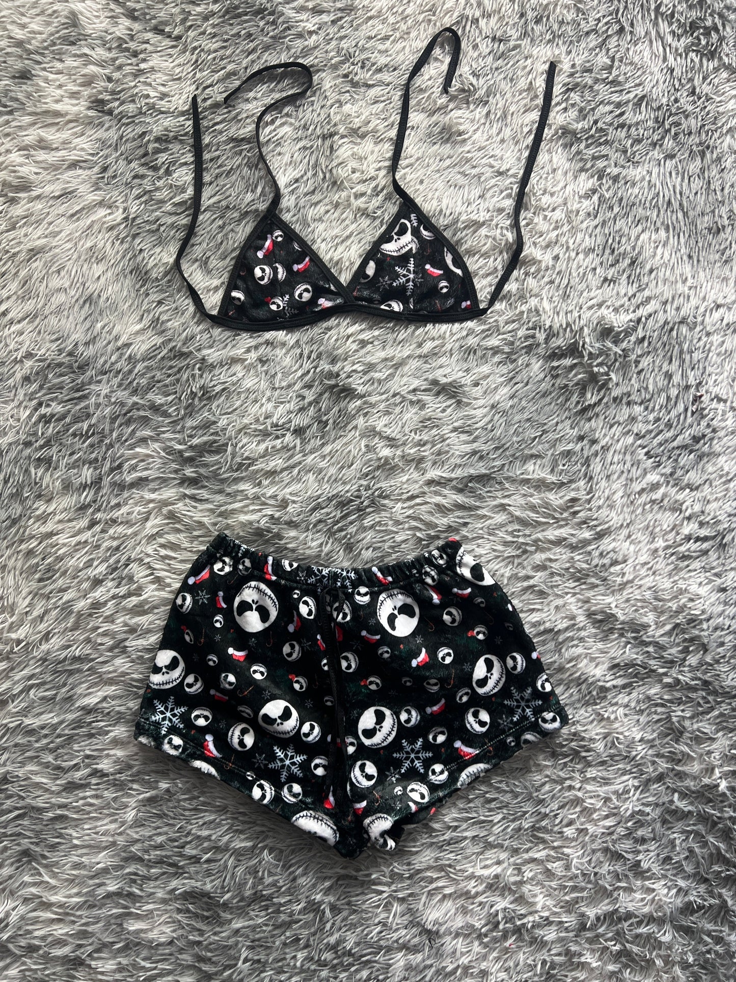 The Strange World Of Jack Christmas Background Black Matching Top & Short - Fundies