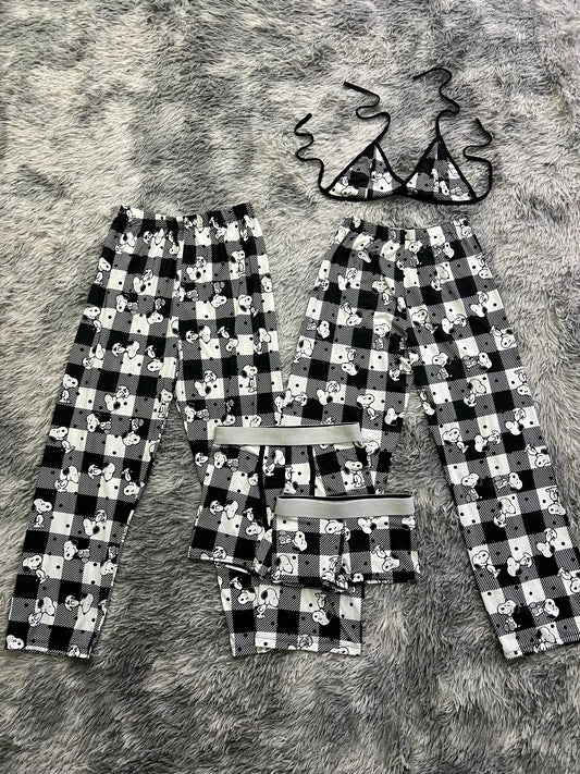 Snoopy plaid 5 pcs pajama duo