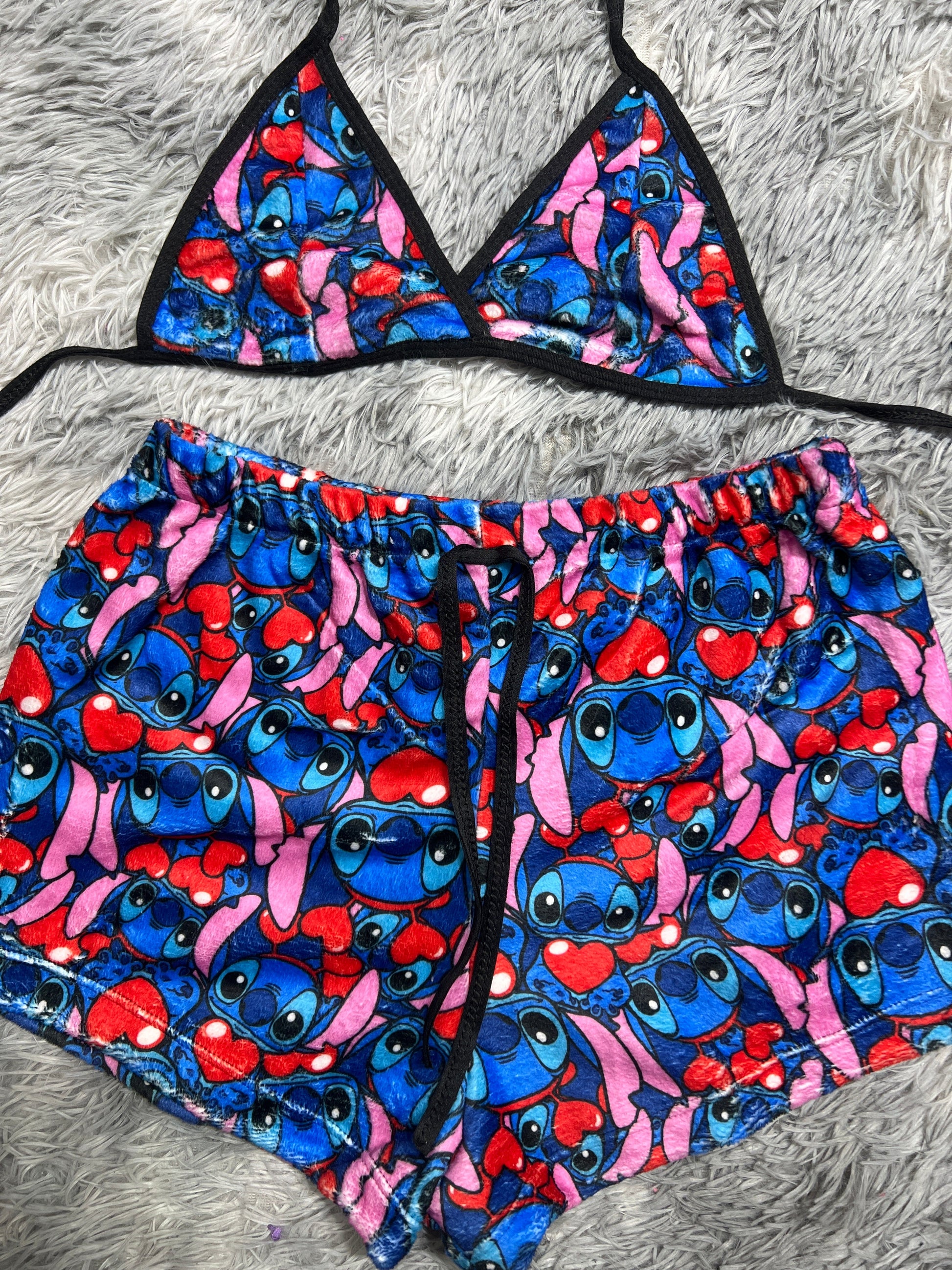 Stitch Hearts Brush Matching Top & Short - Fundies