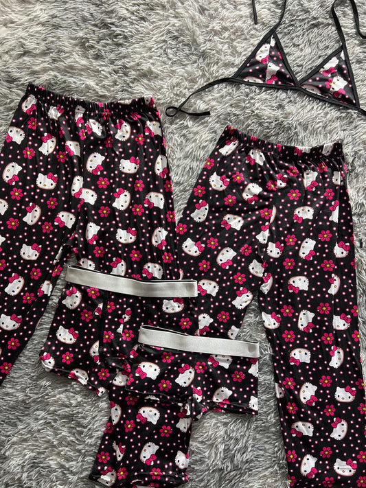 Hello Kitty Big Face Print black 5 piece pajama set 😍