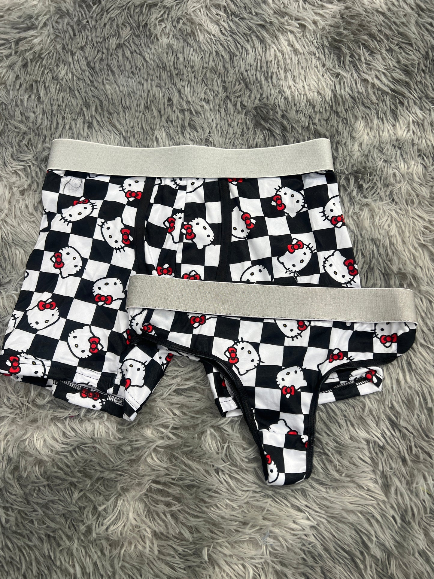 Kitty Plaid Black And White Duo With Thong - Fundies