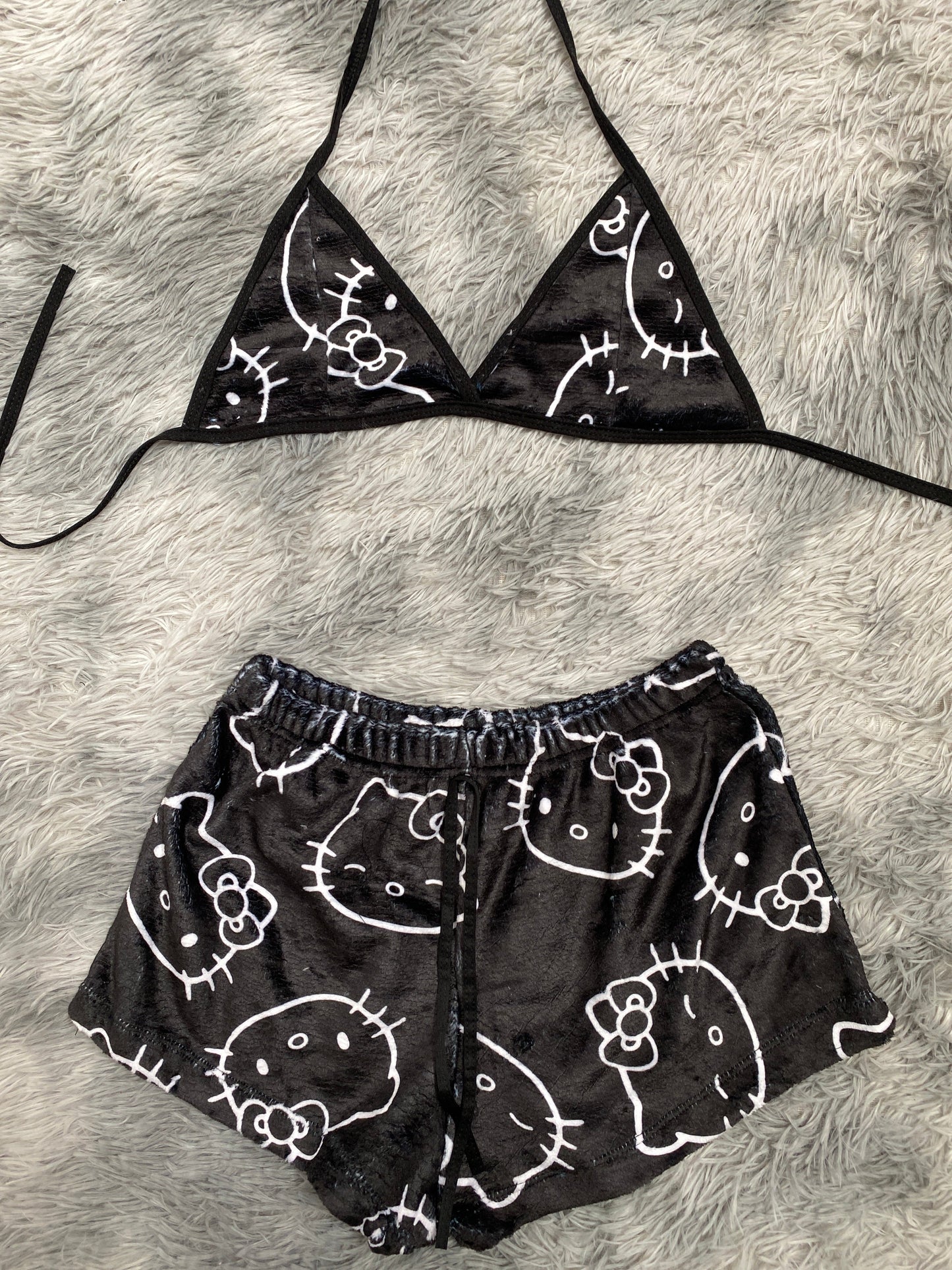 Hello Kitty White Outline Plush Top & Shorts Set