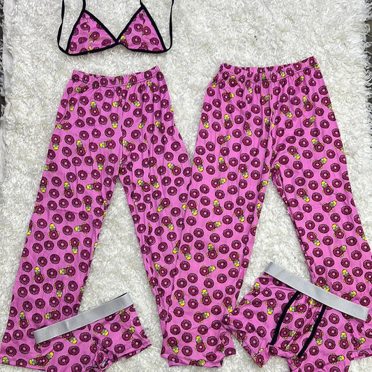 Homer donuts background pink 5 pcs pajama duo - Fundies