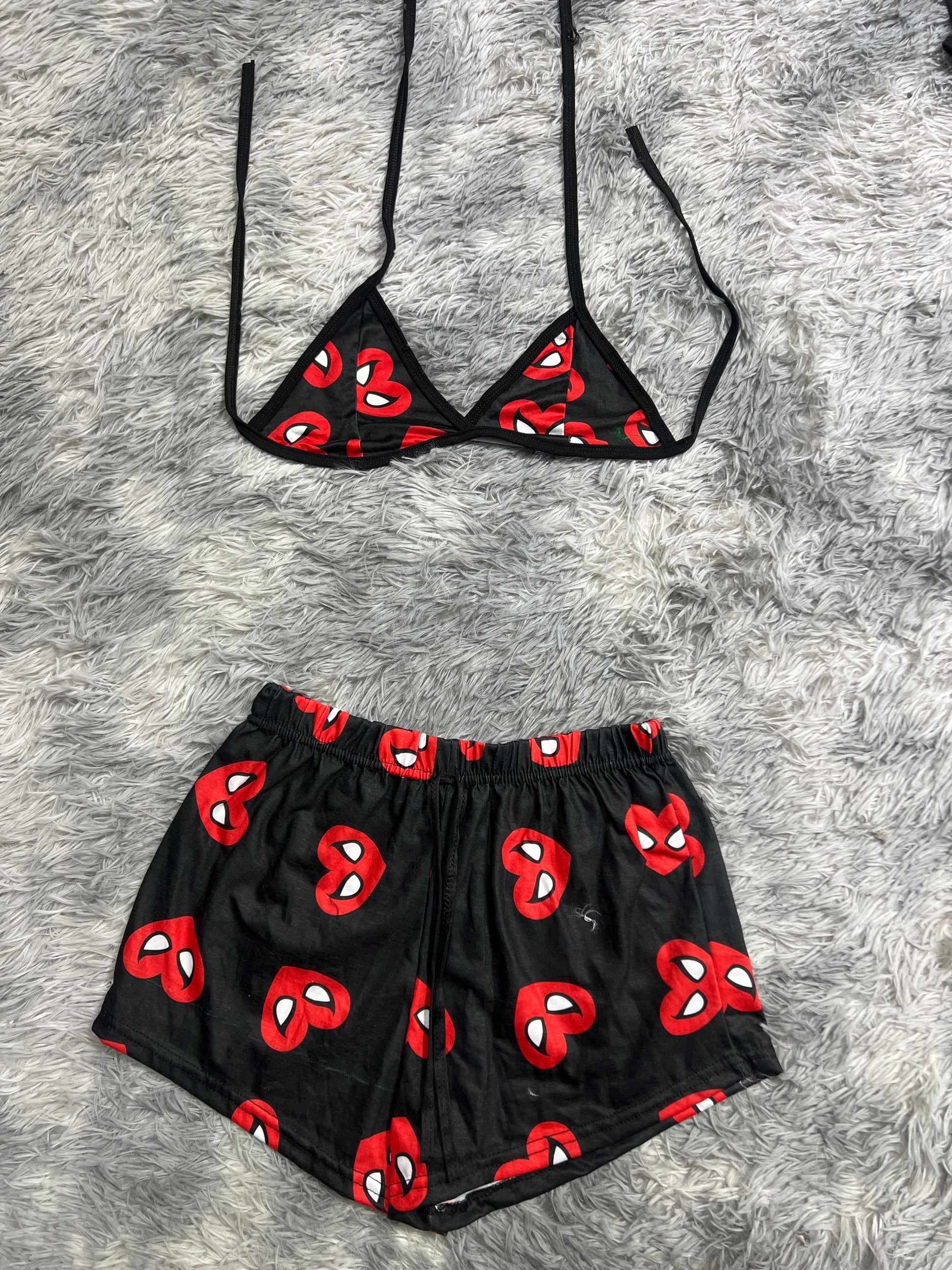 Deadpool Hearts Brush Matching Top & Short - Fundies
