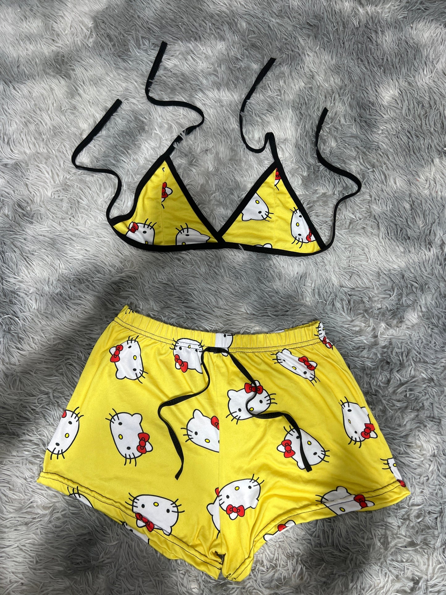 Hello Kitty Yellow Brush Matching Top & Short - Fundies