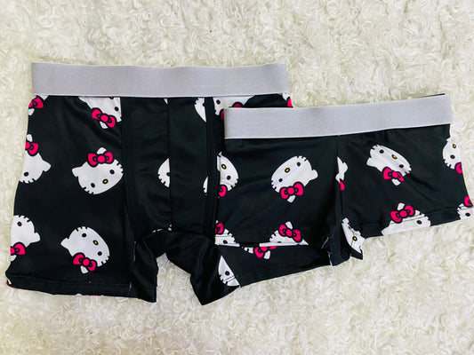 Hello kitty black background couples boxer underwear XL