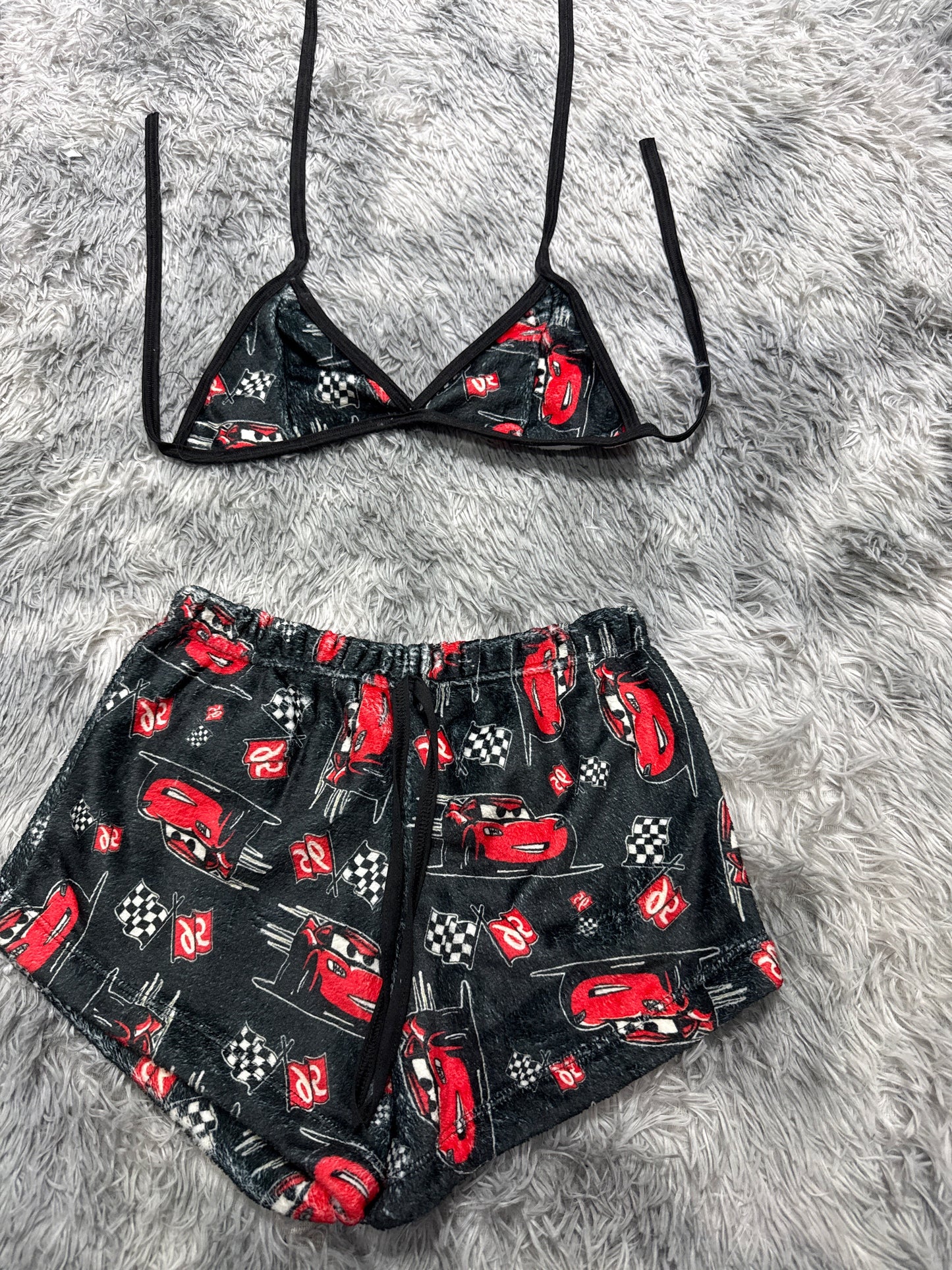 Lightning McQueen Background Black Matching Top & Short - Fundies