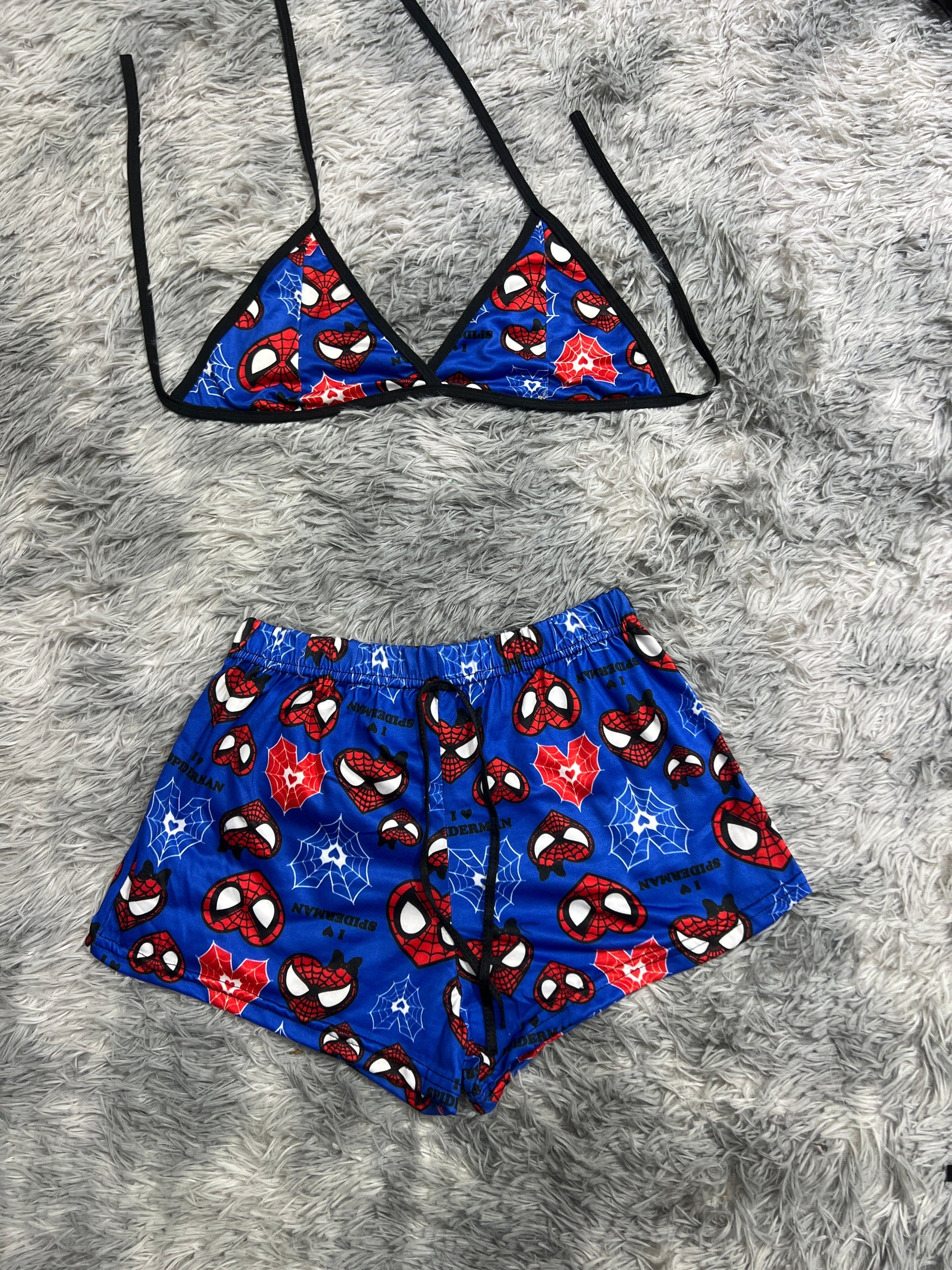 Spider-Man Blue Hearts Brush Matching Top & Short - Fundies