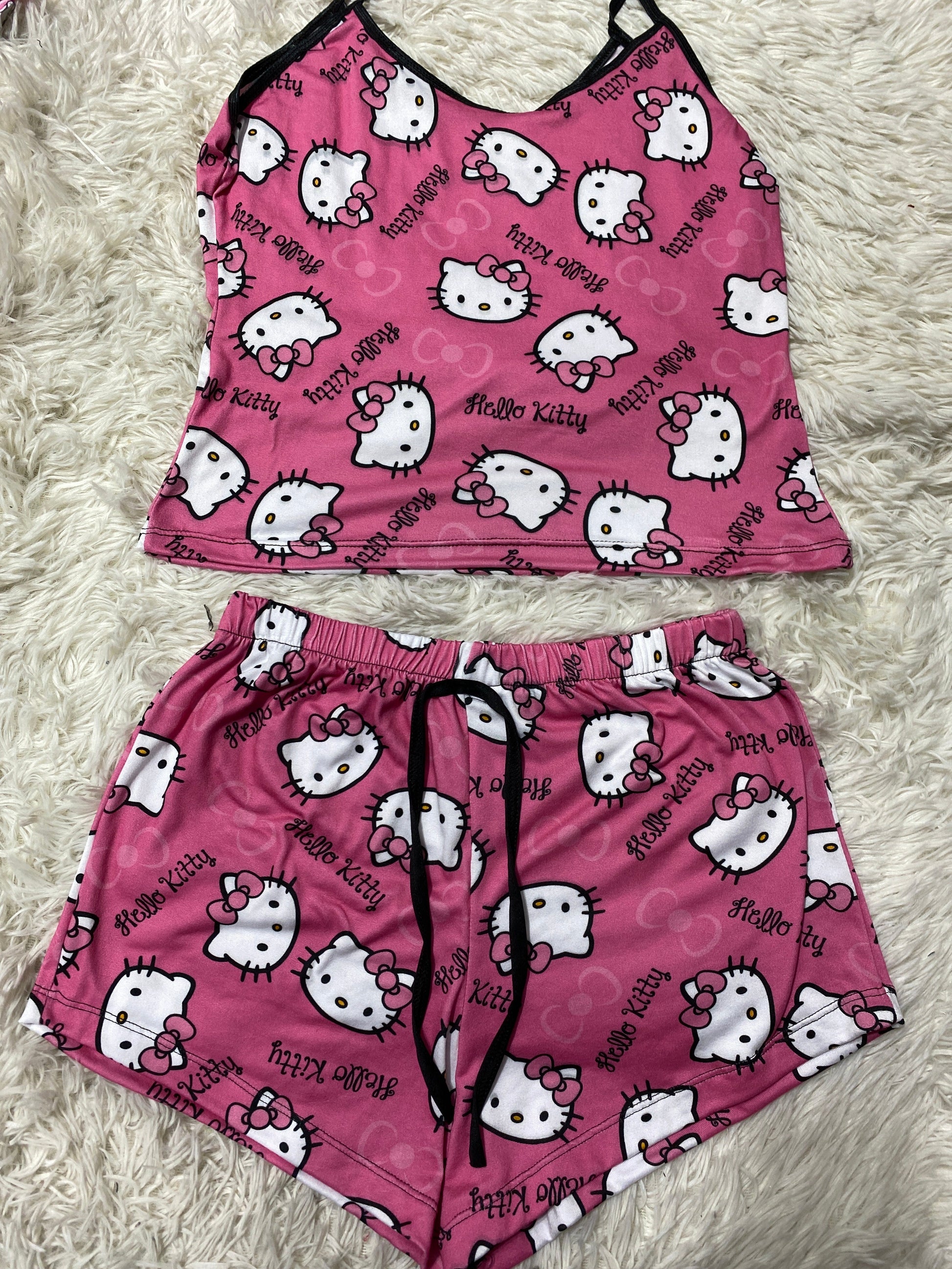 Hello Kitty Faces Pink Women's Pajama Set - Fundies